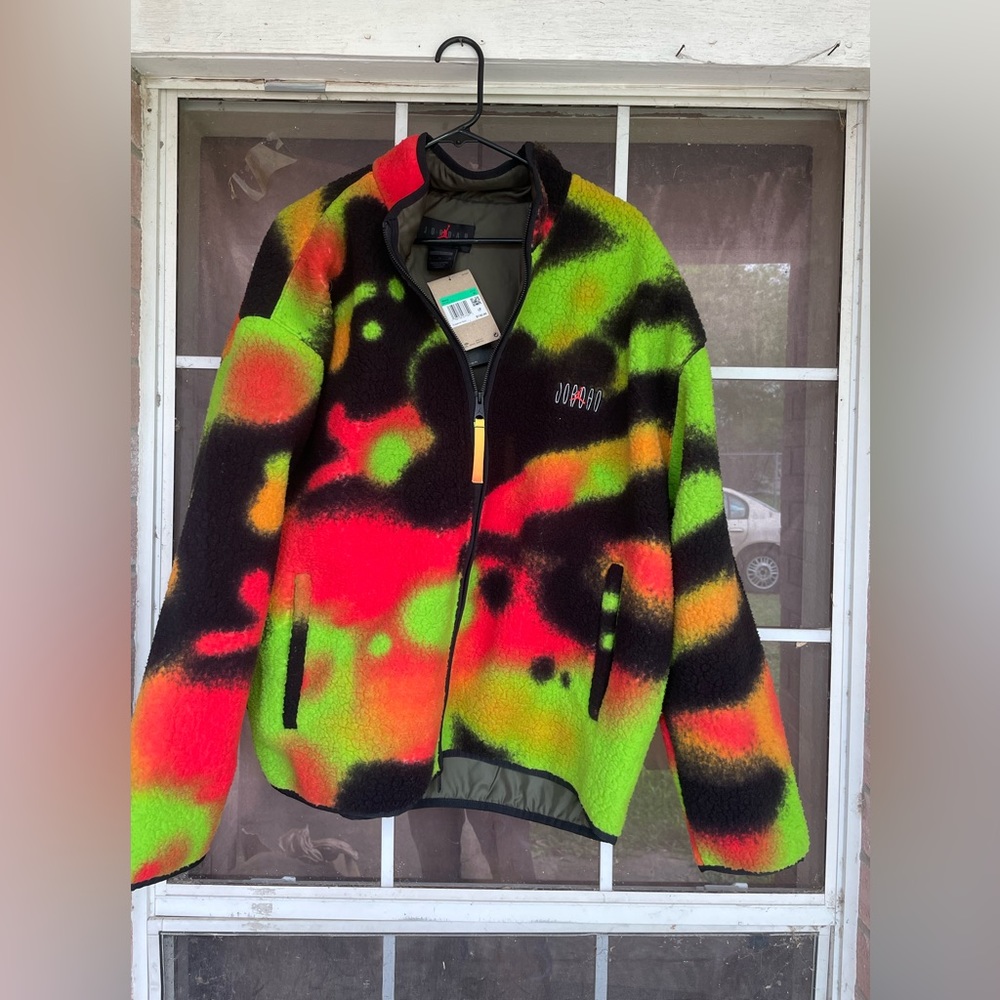 NWT Nike Jordan Flight MVP Faux Fur Fleece Spray Effect Mens XXL Full Zip